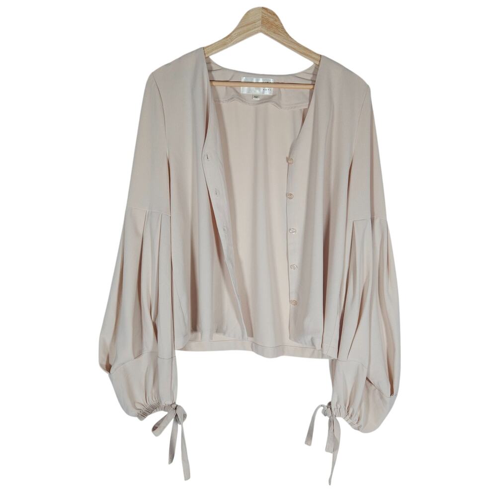 JOA Los Angeles Womens Blouse Small Beige Balloon Sleeve Feminine Fairycore Chic - Picture 7 of 14